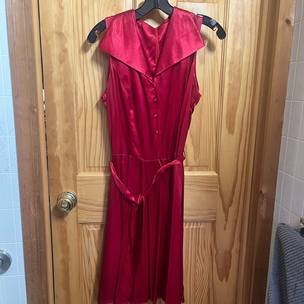 Just Choon - Red Sleeveless Midi Sundress with Sailor Collar
